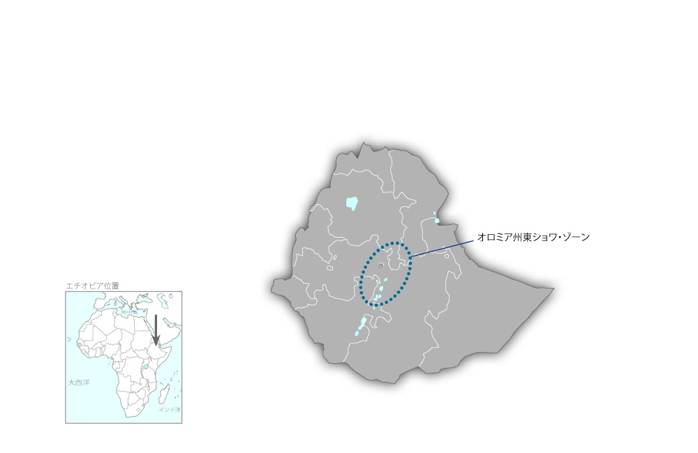 農民支援体制強化計画プロジェクトの協力地域の地図