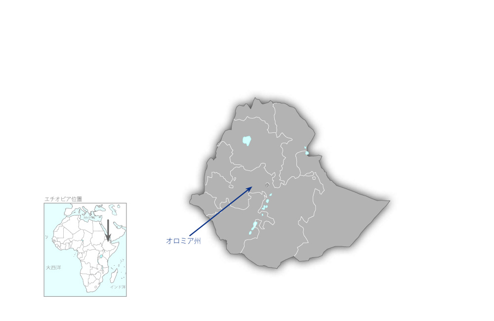 灌漑農業改善プロジェクトの協力地域の地図