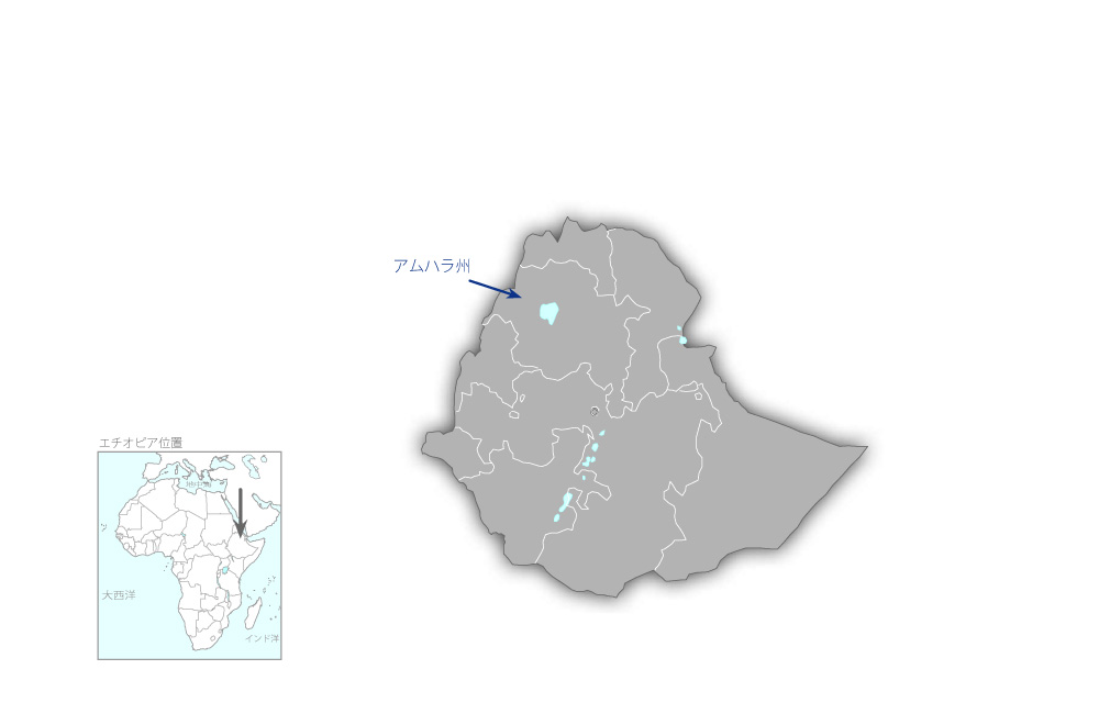 アムハラ州感染症対策強化プロジェクトの協力地域の地図