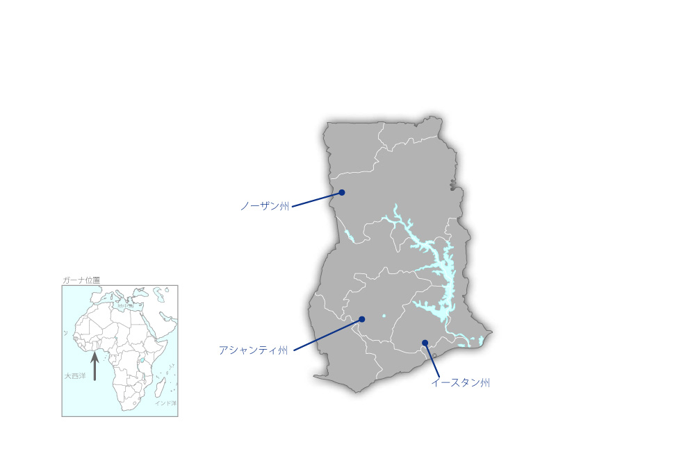 小中学校理数科教育改善計画プロジェクトの協力地域の地図