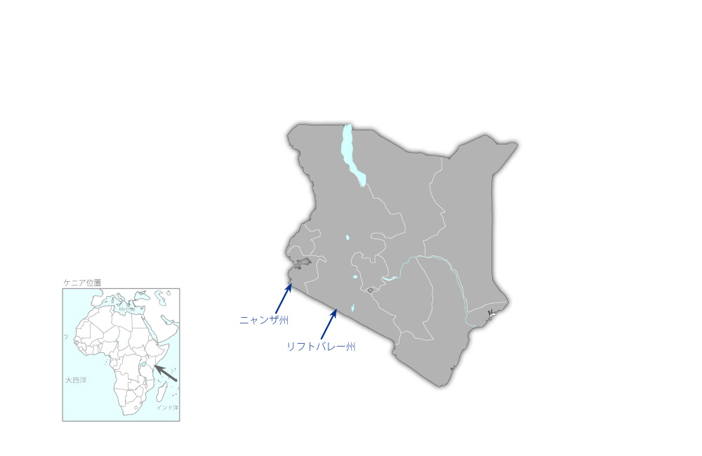 西部地域保健医療サービス向上プロジェクトの協力地域の地図