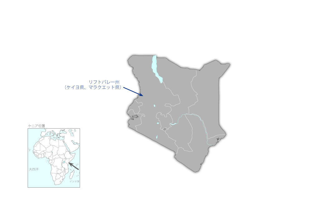 半乾燥地コミュニティ農業開発計画プロジェクトの協力地域の地図