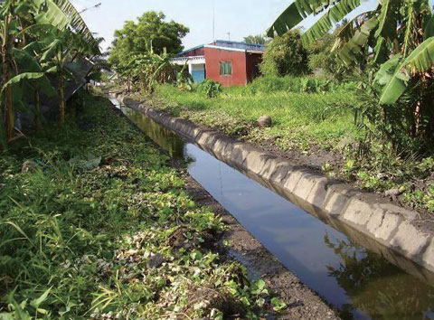 ダルエスサラーム市における排水溝の清掃（清掃後）プロジェクトによる清掃を行った後の排水溝。きれいな排水溝を維持していくための市民活動が、今後続いていくことが期待される。