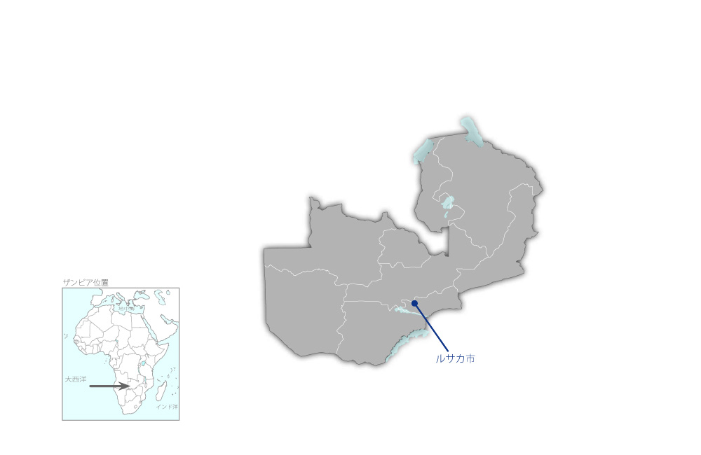 ルサカ市プライマリーヘルスケアプロジェクトフェーズ2の協力地域の地図