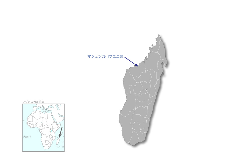 母子保健サービス改善プロジェクトの協力地域の地図