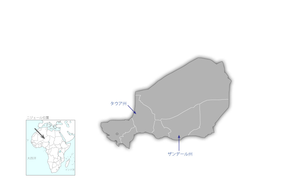 住民参画型学校運営改善計画プロジェクトの協力地域の地図