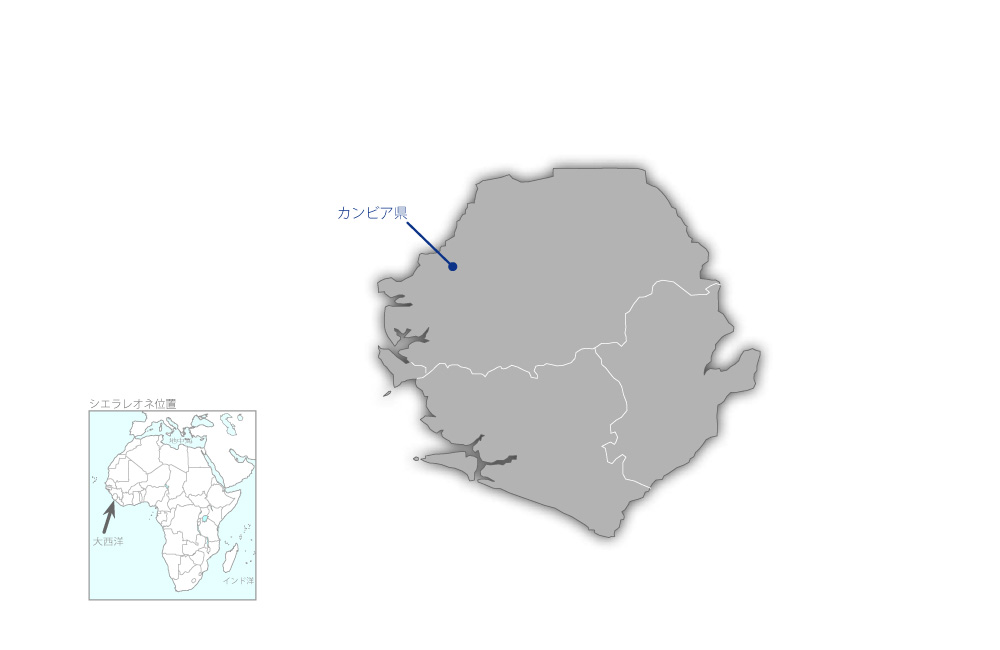 カンビア県農業強化支援プロジェクトの協力地域の地図