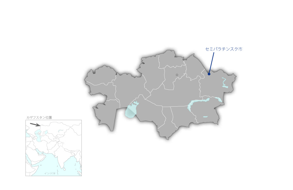 セミパラチンスク地域医療改善計画プロジェクトの協力地域の地図