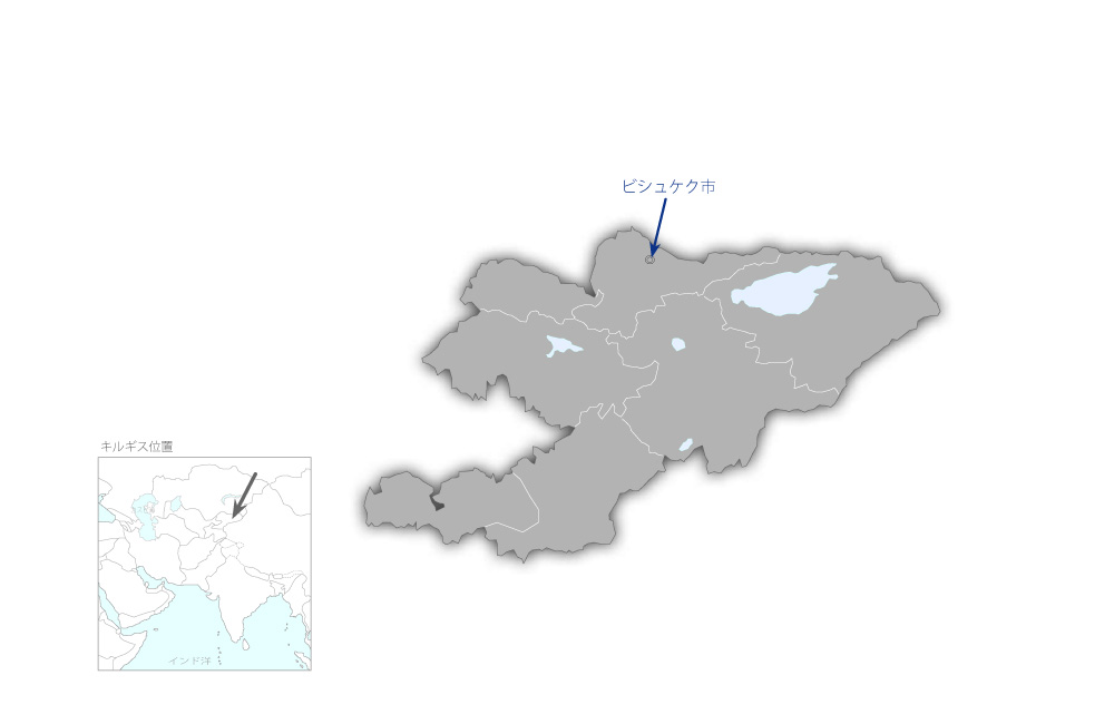 キルギス日本人材開発センタープロジェクトの協力地域の地図
