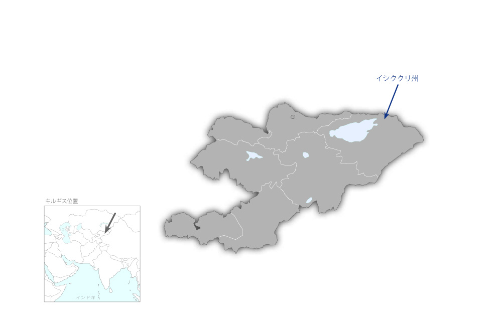 イシククリ州コミュニティ活性化プロジェクトの協力地域の地図
