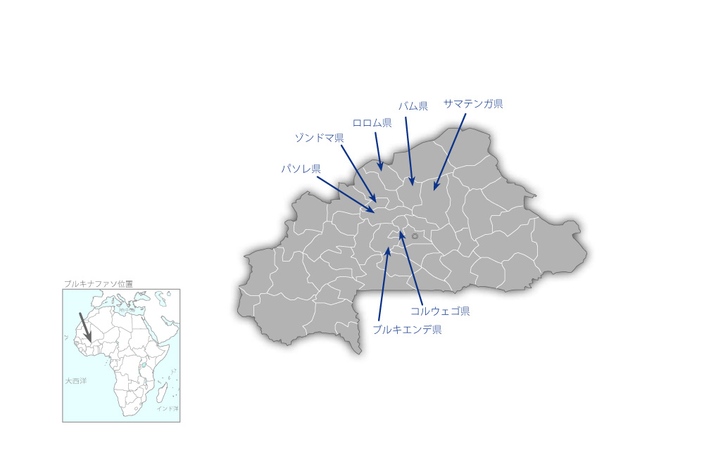 第三次小学校建設計画（第2期）の協力地域の地図