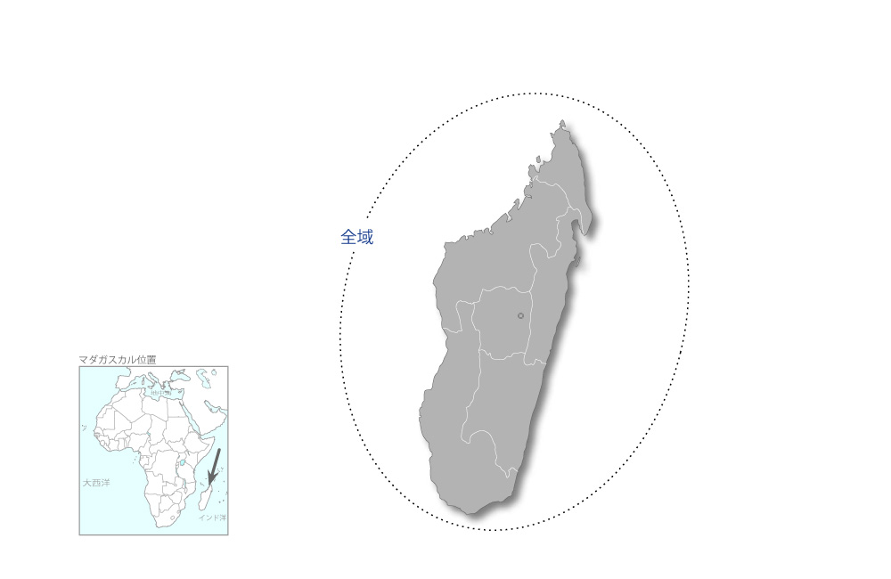 エイズ予防対策強化プロジェクトの協力地域の地図