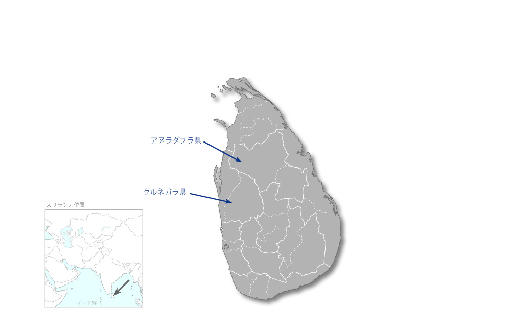 乾燥地域の灌漑農業における総合的管理能力向上計画の協力地域の地図