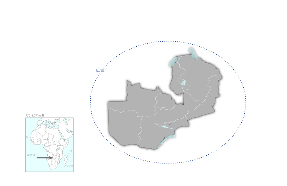 マラリア対策計画の協力地域の地図