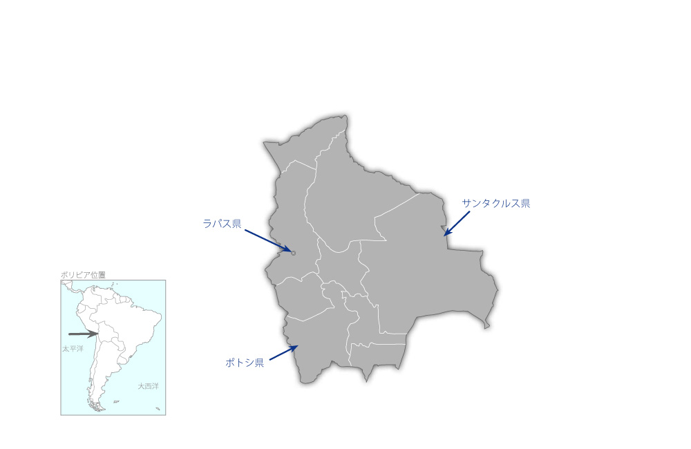 地方道路拡充機材整備計画の協力地域の地図