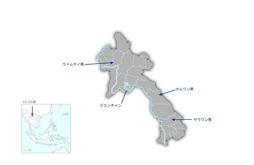 公共投資プログラム運営監理強化プロジェクトの協力地域の地図