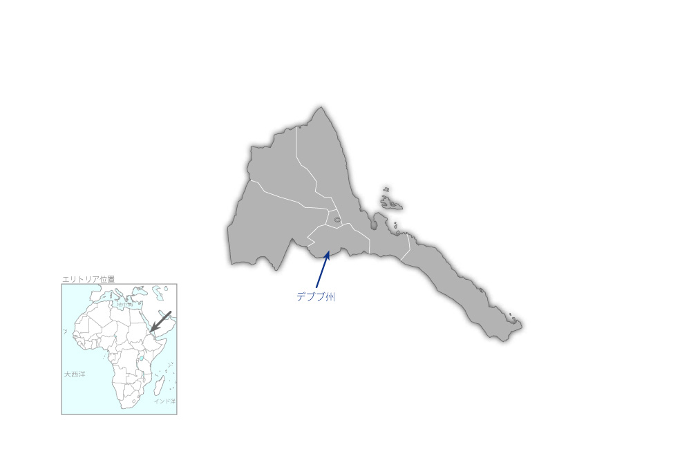 デブブ州地方都市給水計画の協力地域の地図