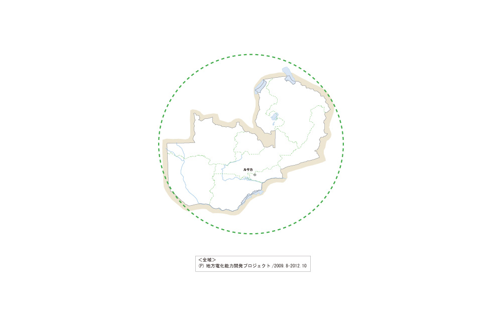 地方電化能力開発プロジェクトの協力地域の地図