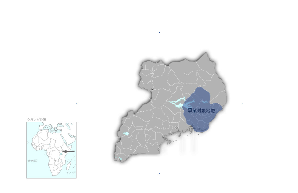 東部ウガンダ持続型灌漑農業開発計画の協力地域の地図