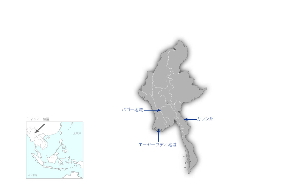 小規模養殖普及による住民の生計向上事業プロジェクトの協力地域の地図