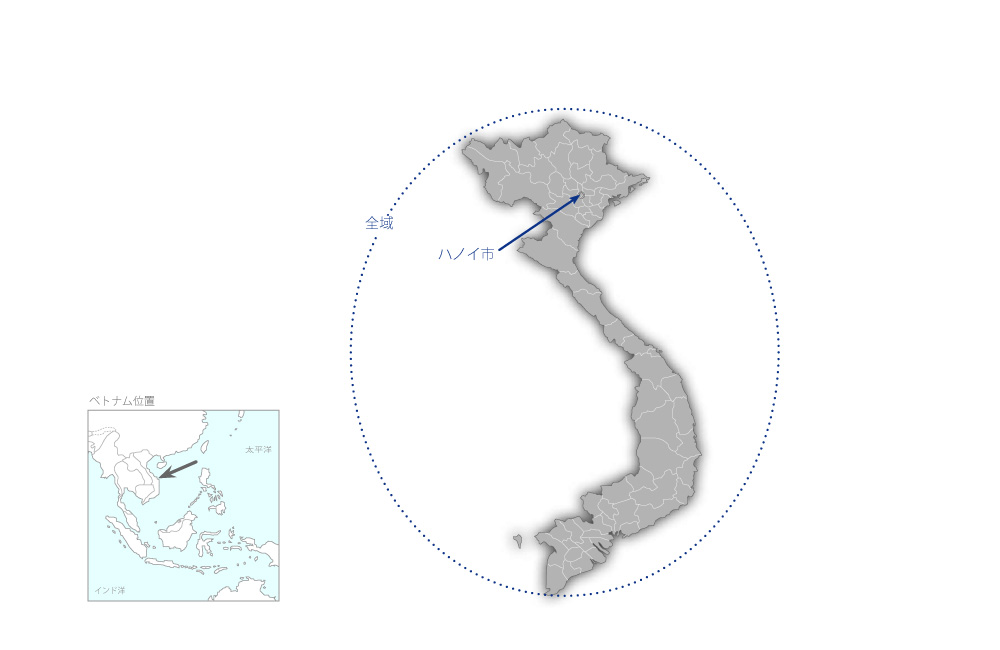 ベトナム開発銀行機能強化プロジェクトの協力地域の地図