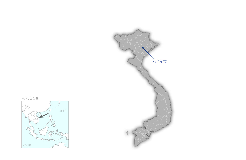 ホーチミン国家政治学院（HCMA）及び行政学院（NAPA）公務員研修実施能力強化支援プロジェクトの協力地域の地図