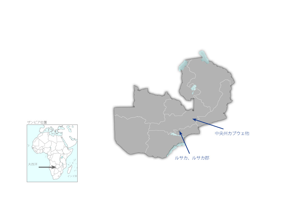 都市コミュニティ小児保健システム強化プロジェクトの協力地域の地図