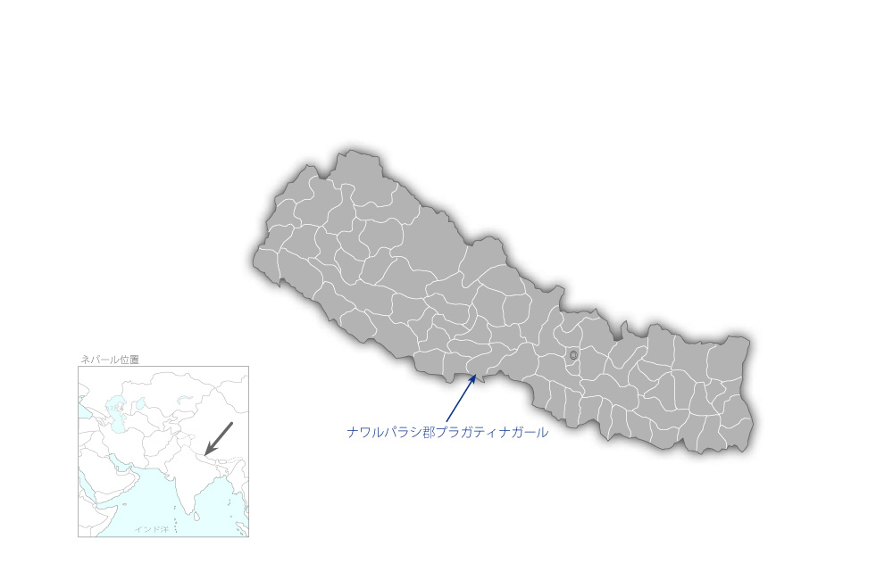 新カワソティ変電所建設計画の協力地域の地図