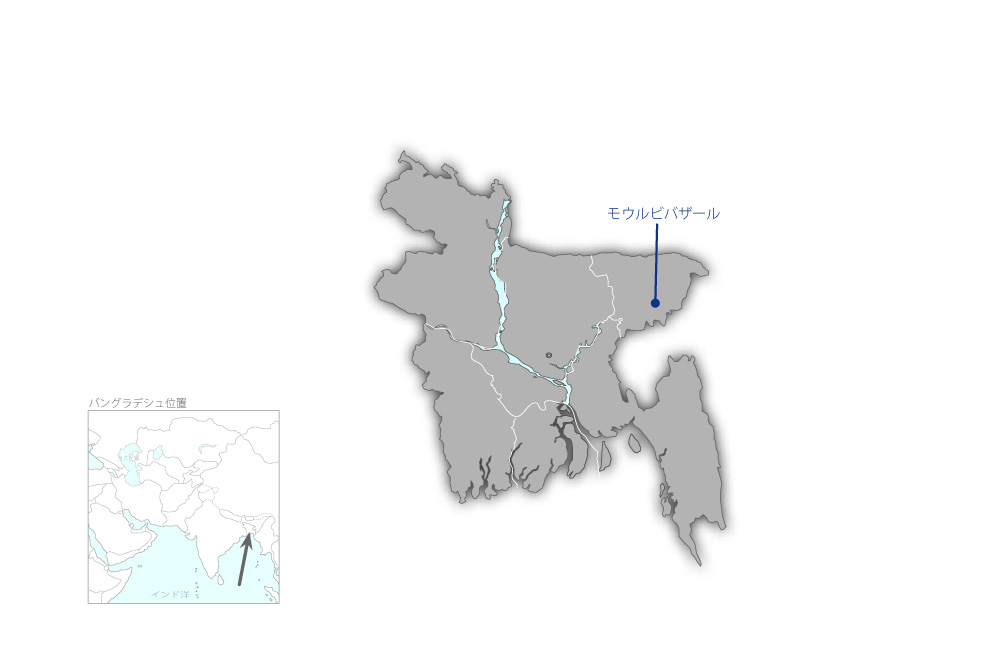 モウルビバザール気象レーダー設置計画の協力地域の地図