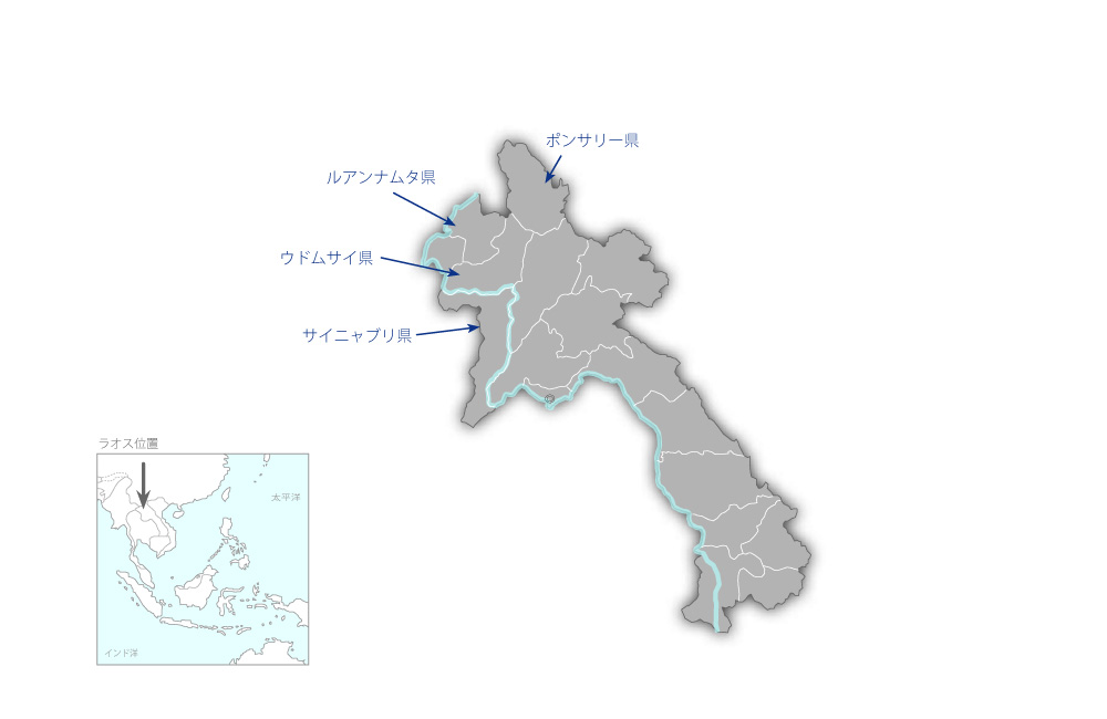 郡病院改善計画（第3期）の協力地域の地図