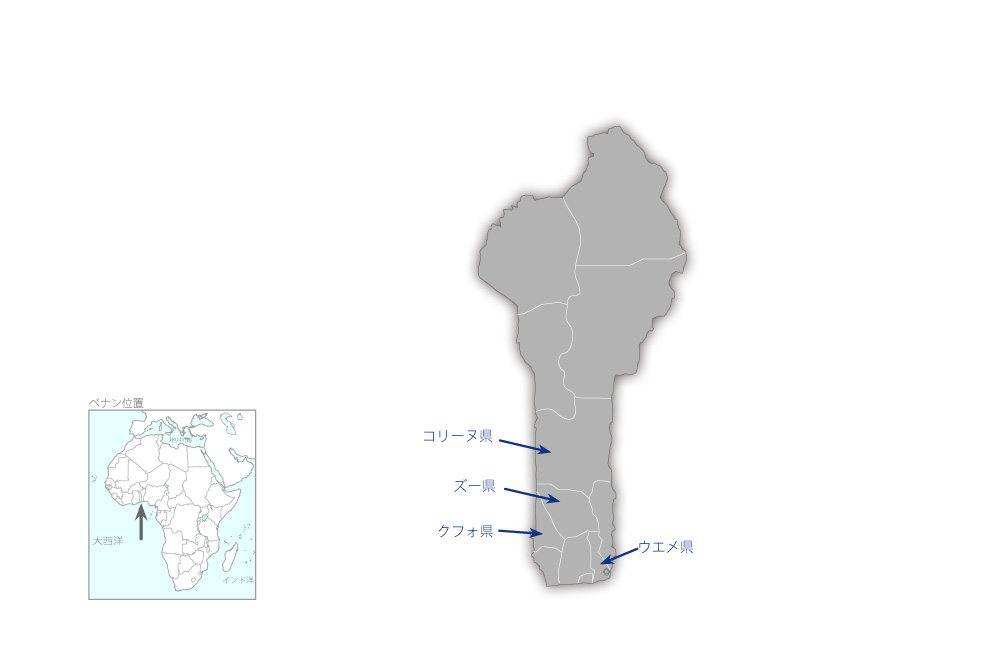 第四次小学校建設計画の協力地域の地図