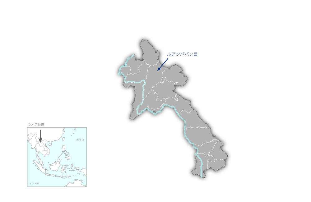 森林減少抑制のための参加型土地・森林管理プロジェクトの協力地域の地図