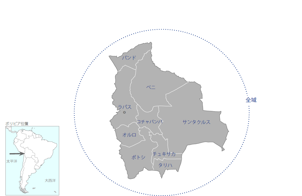 生命の水プロジェクト　フェーズ2の協力地域の地図