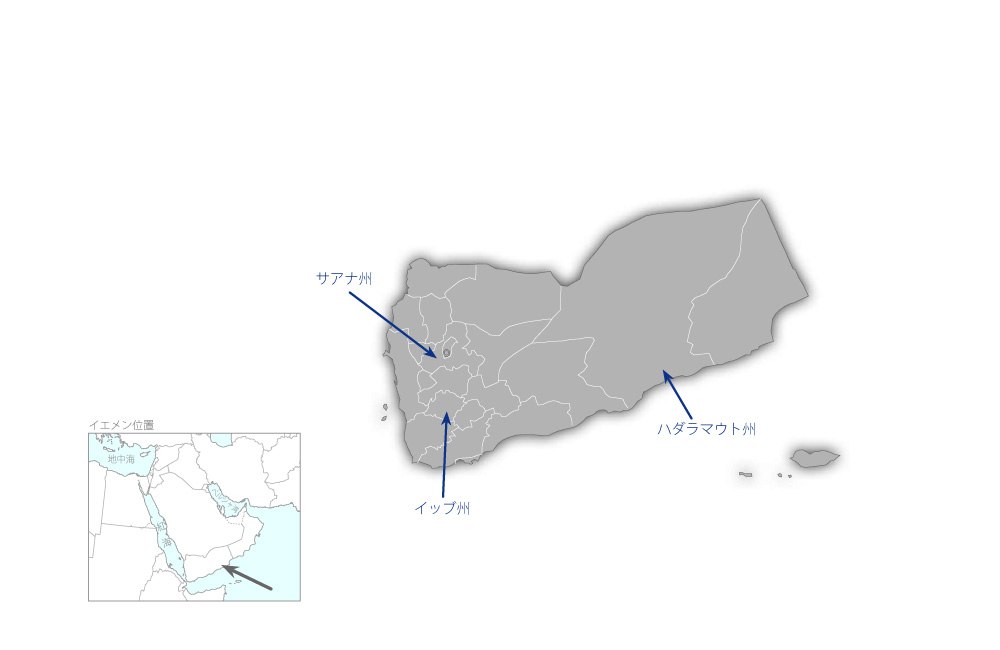 コミュニティー母子栄養・保健プロジェクトの協力地域の地図