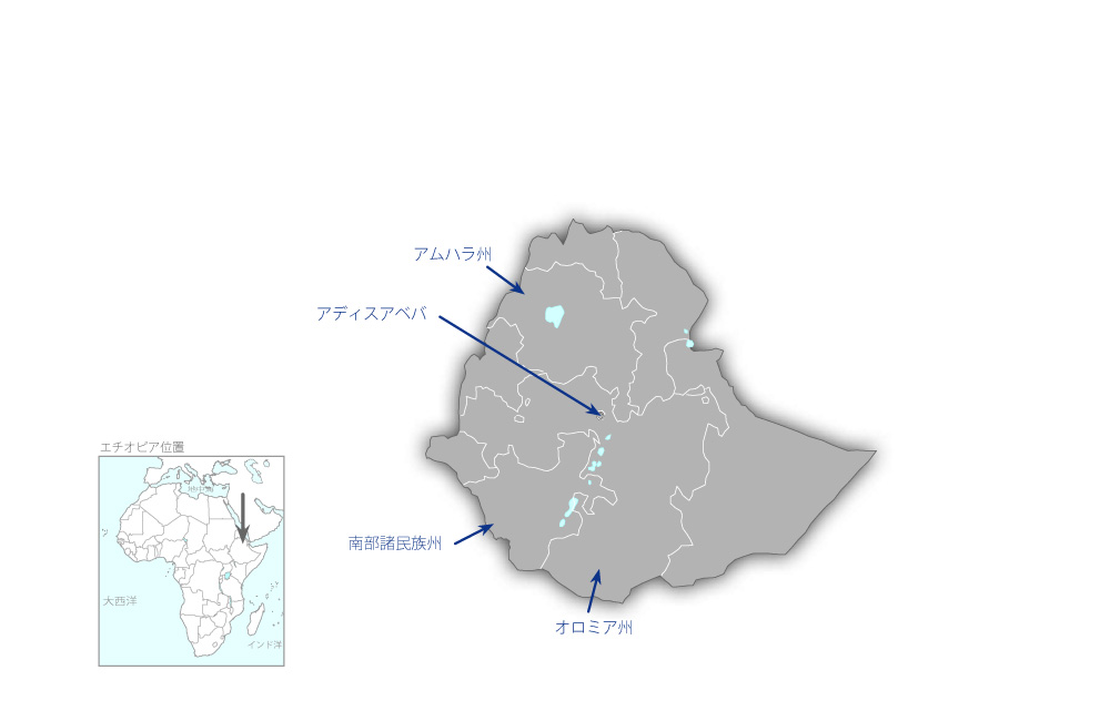 小規模農民のための優良種子振興プロジェクトの協力地域の地図