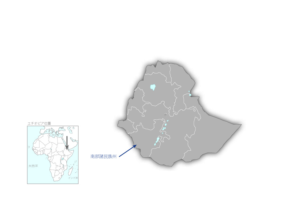 一村一品促進プロジェクトの協力地域の地図