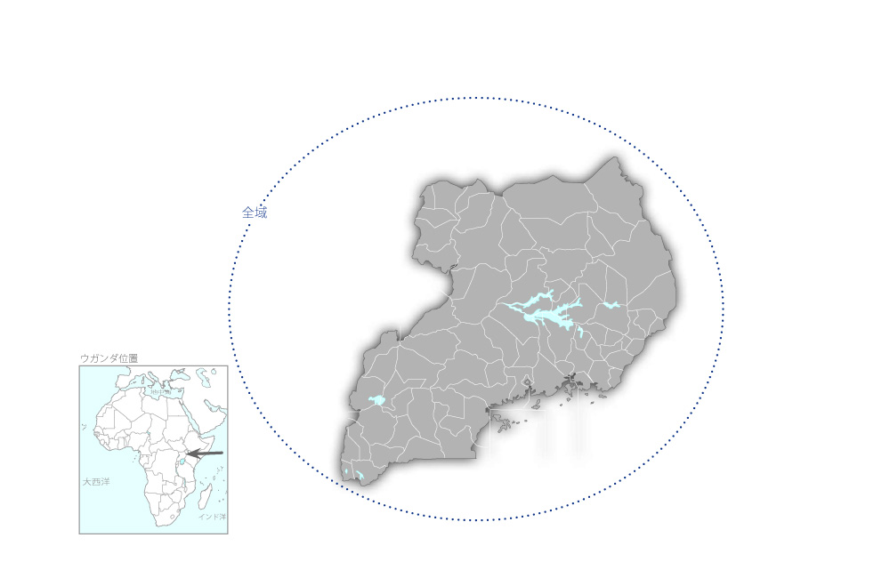 ネリカ米振興計画プロジェクトの協力地域の地図