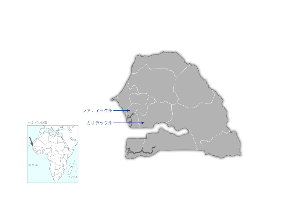 一村一品運動を通じた地場産業振興プロジェクトの協力地域の地図