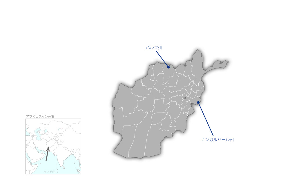 識字教育強化プロジェクトフェーズ2の協力地域の地図