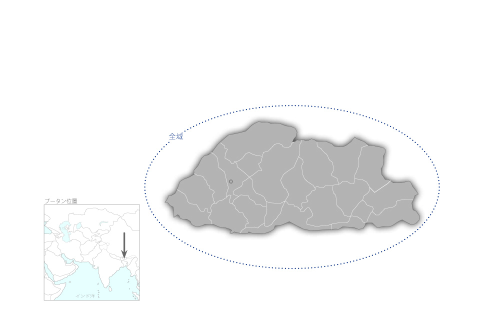 ブータンヒマラヤにおける氷河湖決壊洪水（GLOF）に関する研究プロジェクトの協力地域の地図