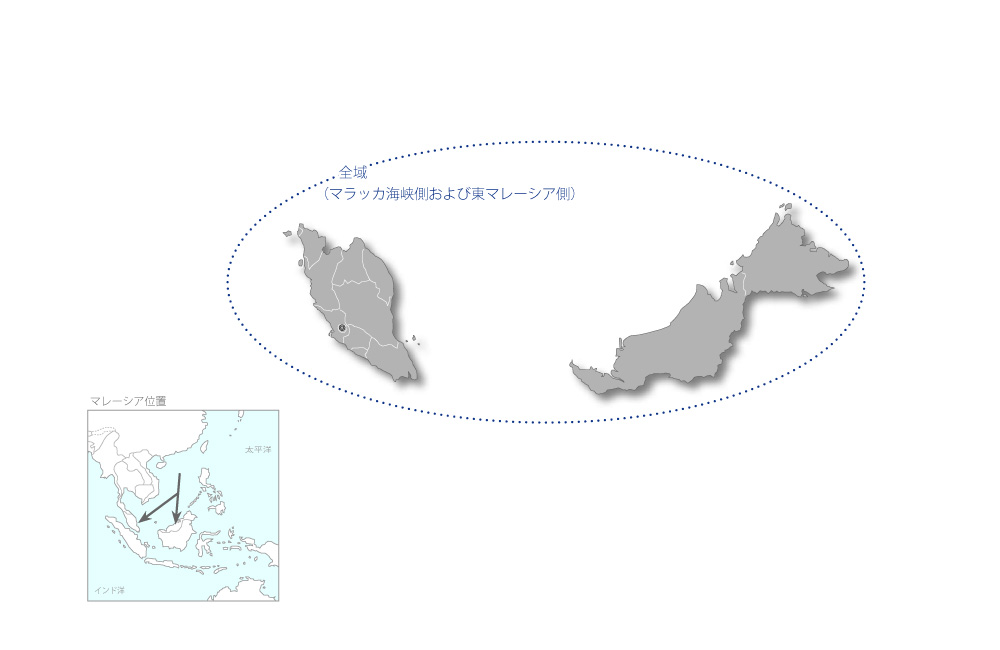海上密輸等取締能力強化計画の協力地域の地図