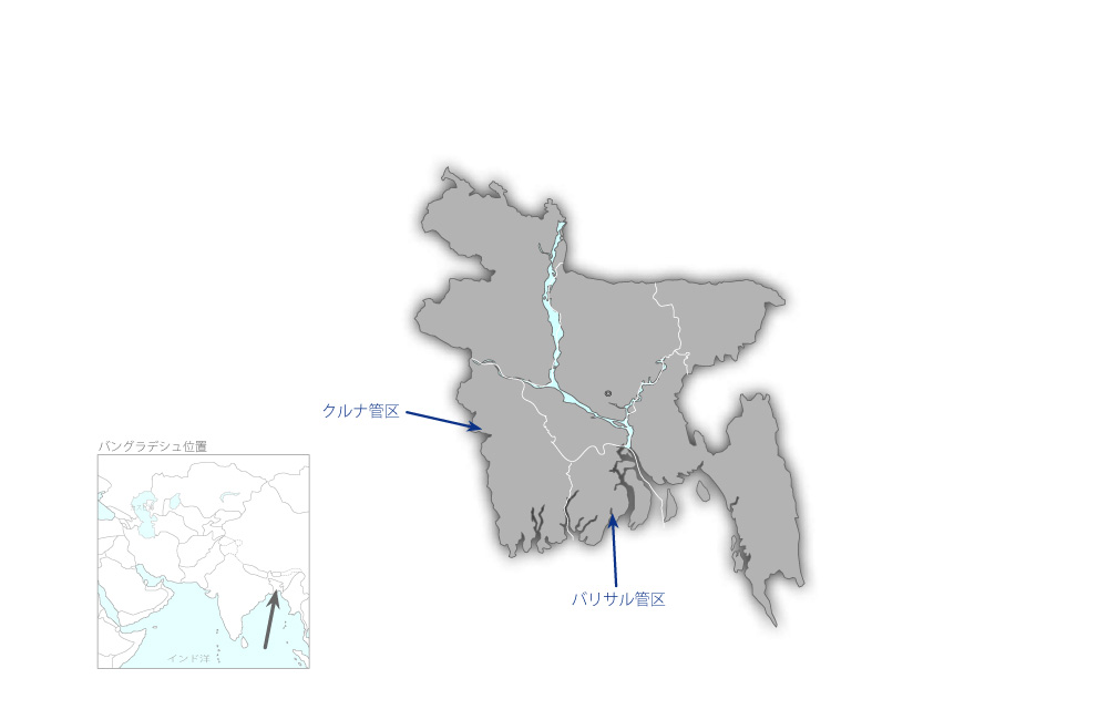 サイクロン「シドル」被災地域多目的サイクロンシェルター建設計画の協力地域の地図