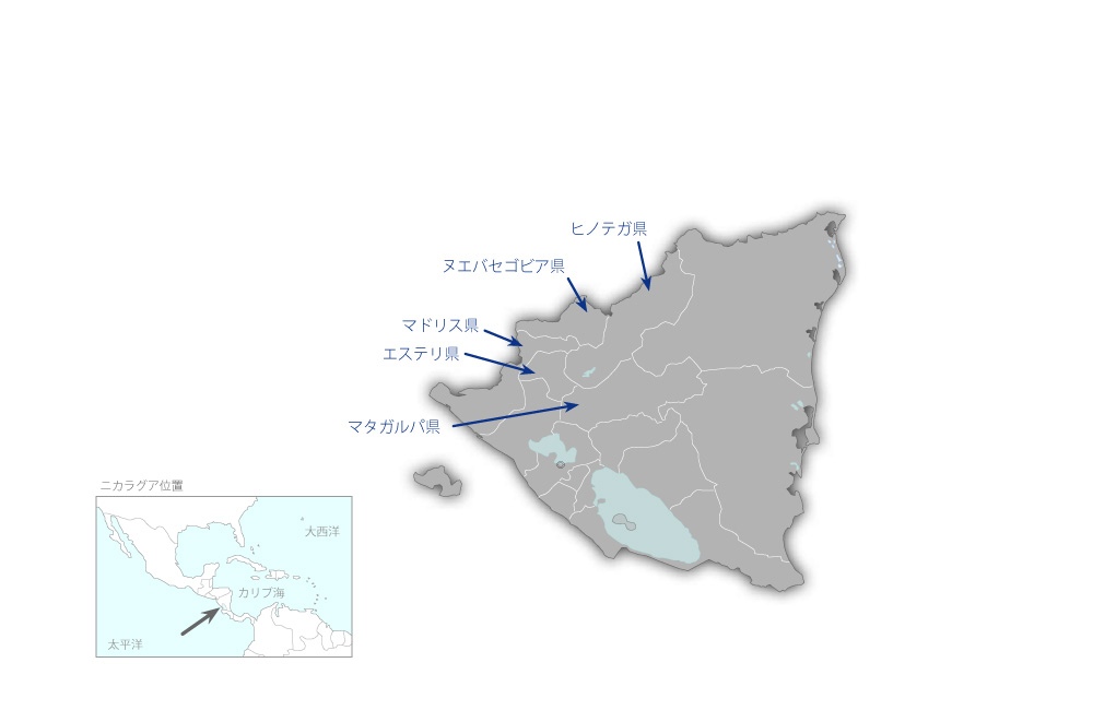 北部地域教育施設改修および機材整備計画の協力地域の地図