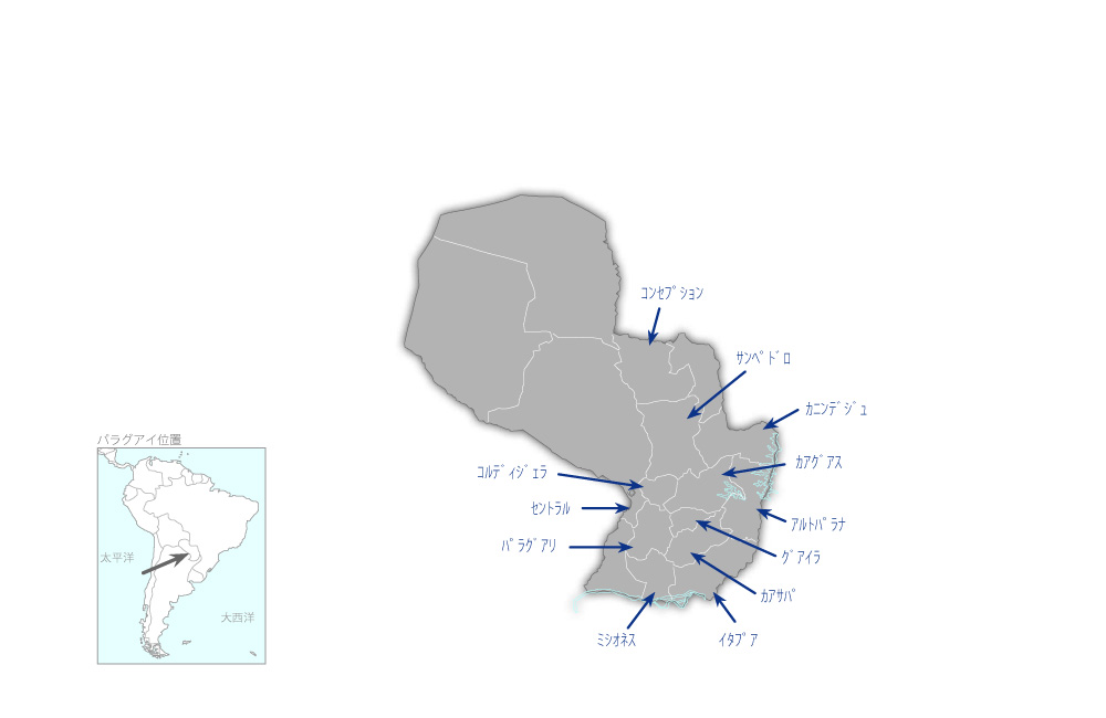 貧困農村地域地下飲料水開発計画の協力地域の地図