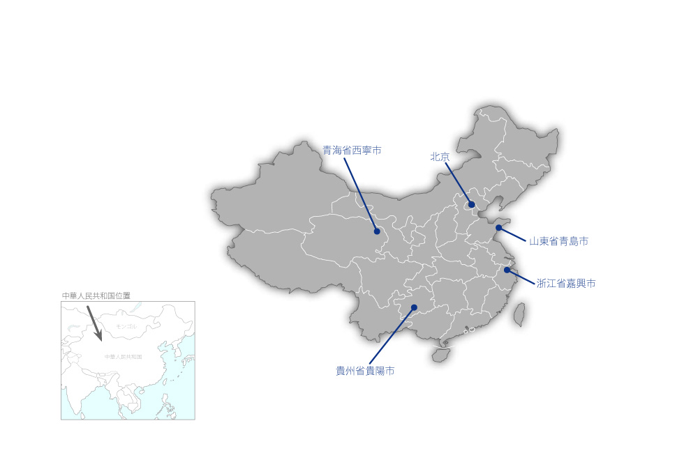 都市廃棄物循環利用推進プロジェクトの協力地域の地図