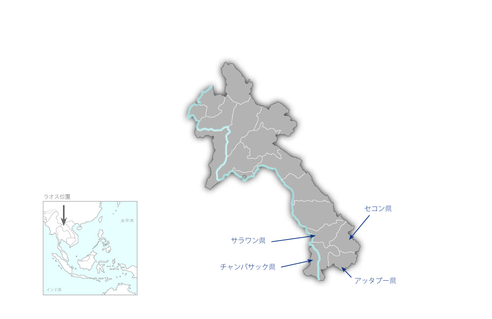 母子保健統合サービス強化プロジェクトの協力地域の地図