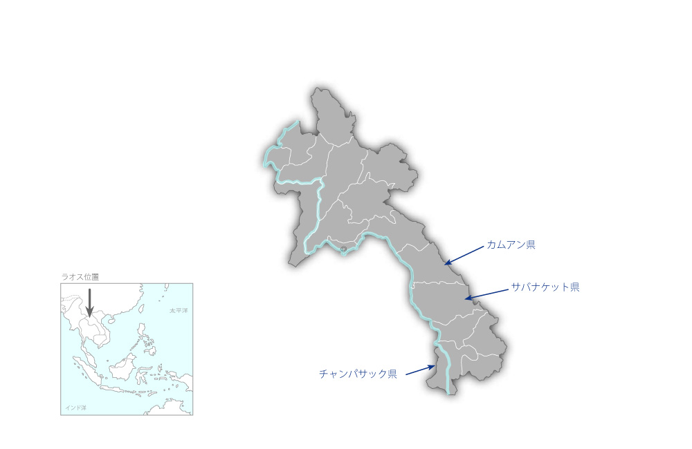 理数科現職教員研修改善プロジェクトの協力地域の地図