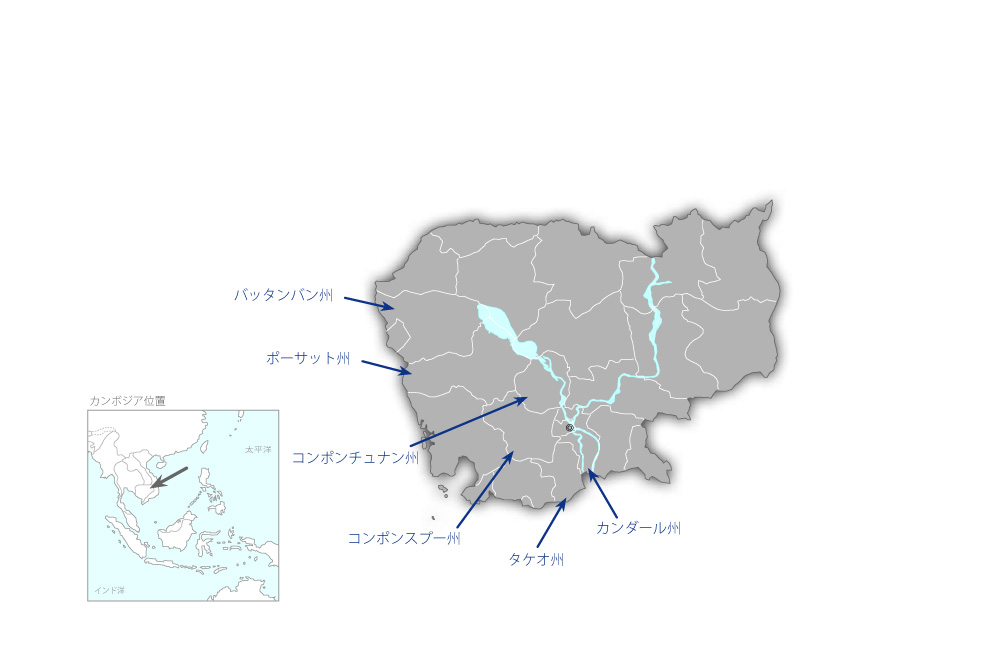 流域灌漑管理及び開発能力改善プロジェクト（TSC3）の協力地域の地図
