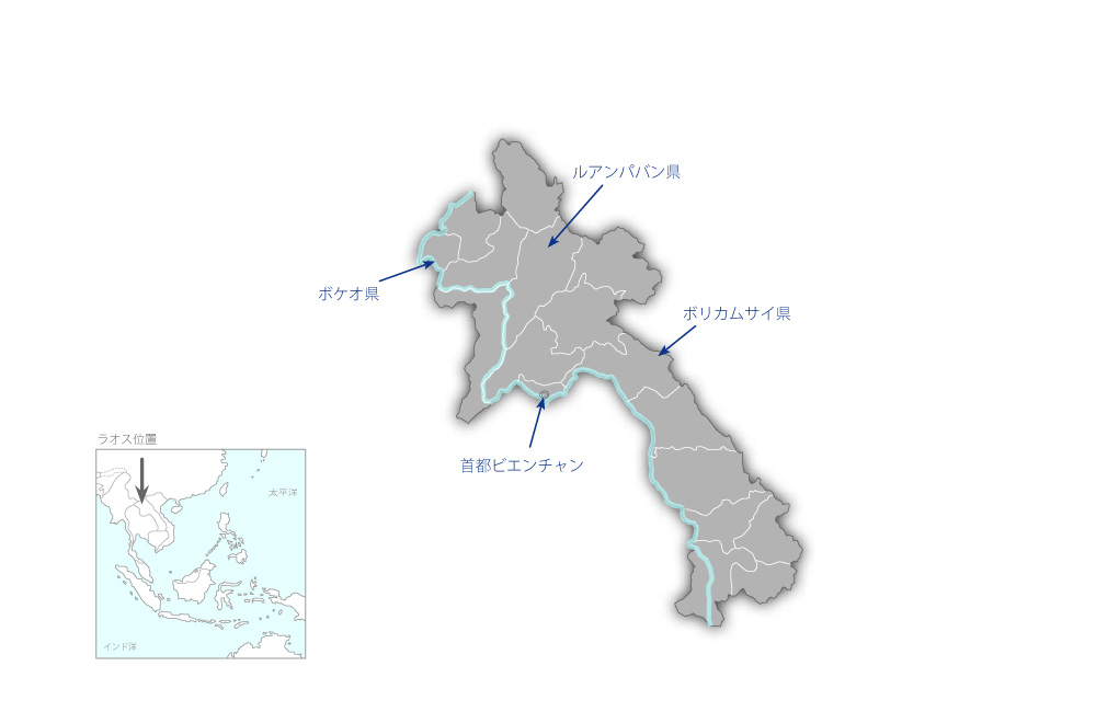 河岸侵食対策技術プロジェクトフェーズ2の協力地域の地図