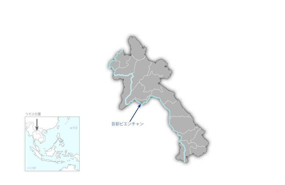 首都ビエンチャン都市開発マスタープラン策定プロジェクトの協力地域の地図